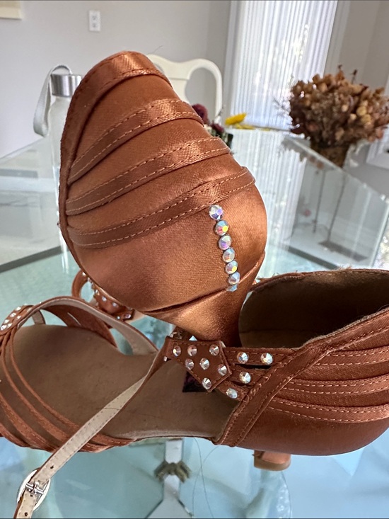 Ads Shoes - Copper Satin Rhinestone Strappy Heels